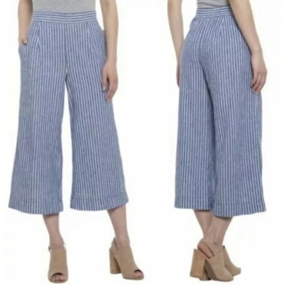 Beach Lunch Lounge Bennett Lightweight Linen Cotton Cropped Pants Wide-Leg Small